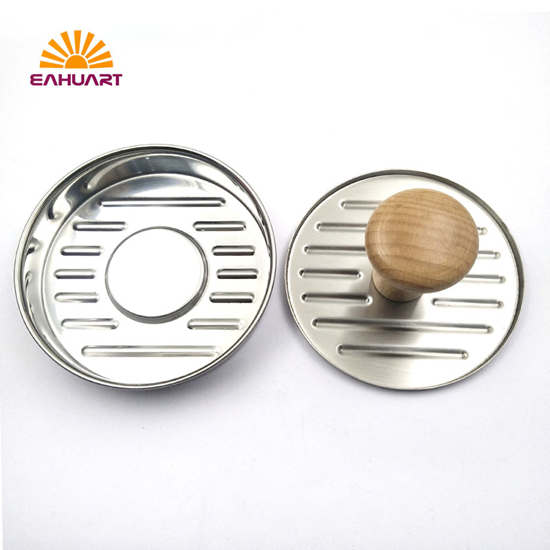 Large Size Burger Press – Wood Grip for Comfortable Control
