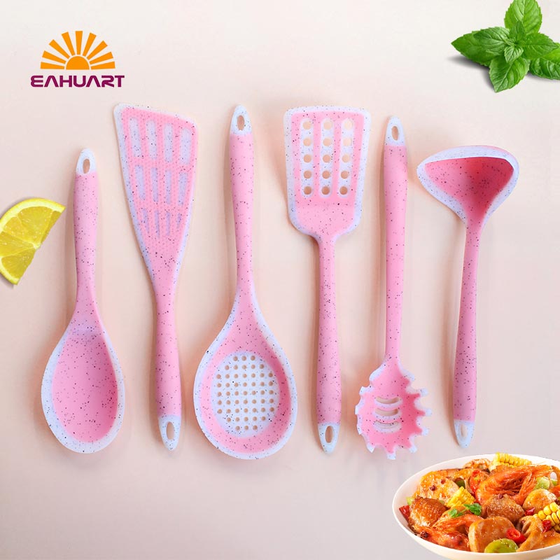 Supplier 7-PCS Pink Silicone Kitchen Utensil Set with Stand