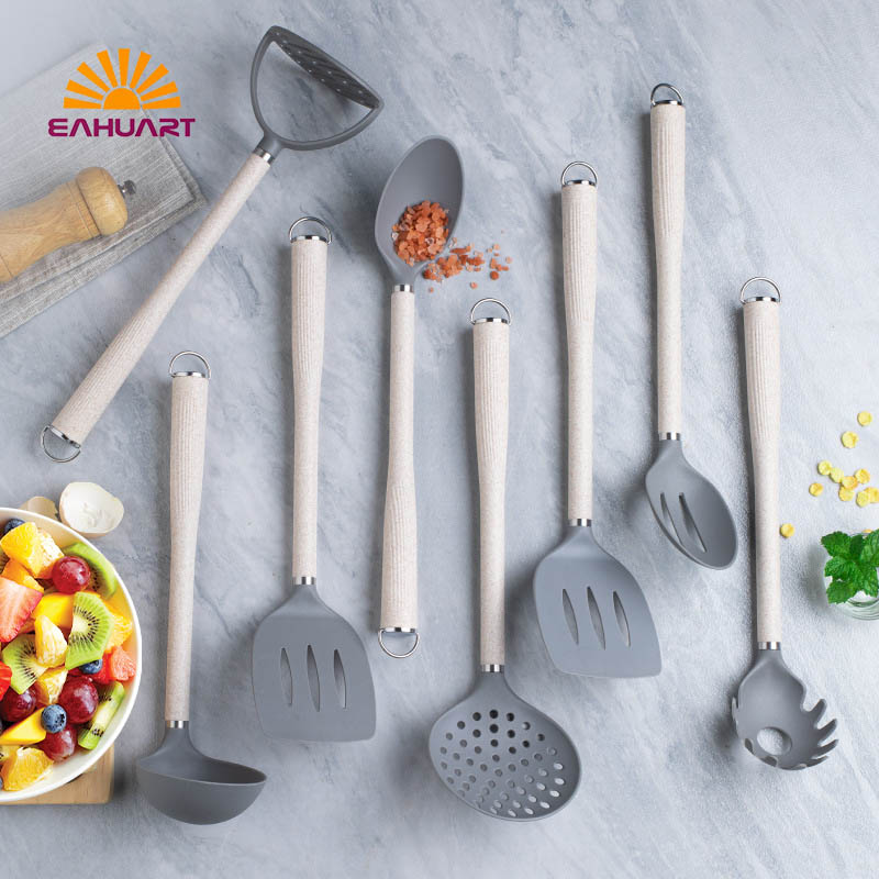 8-Piece Gray Nylon Kitchen Utensil Set – Non-Stick & Durable