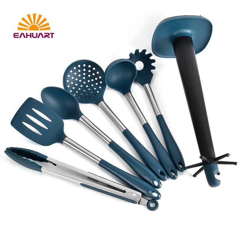 7-Piece Blue Kitchen Utensil Set with Stand – Factory Direct